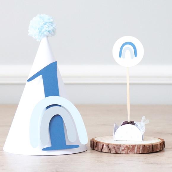 Kit Mesversário - Arco-ìris Boho Chic Azul Marinho