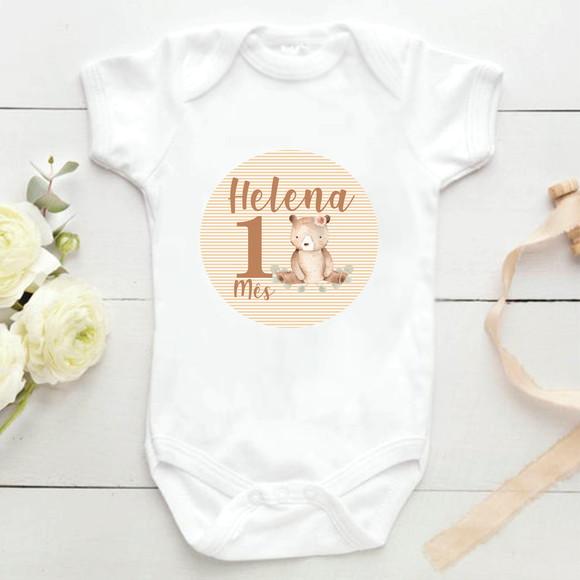 Kit mesversário 12 adesivos para body animais do bosque