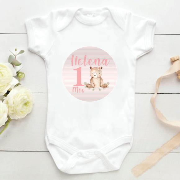 Kit mesversário 12 adesivos para body animais do bosque