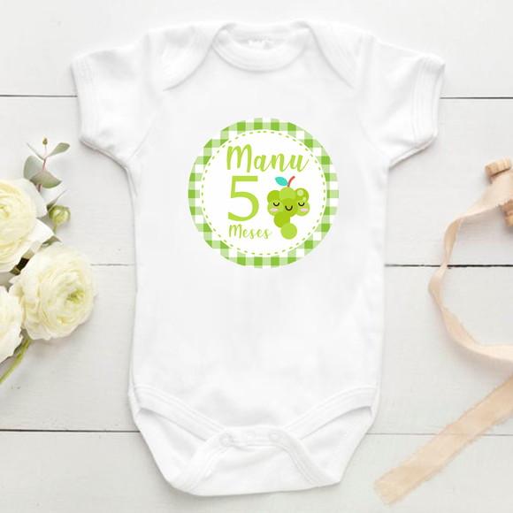 Kit mesversário 12 adesivos para body Frutas