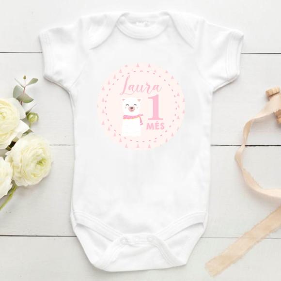 Kit mesversário 12 adesivos para body Lhama