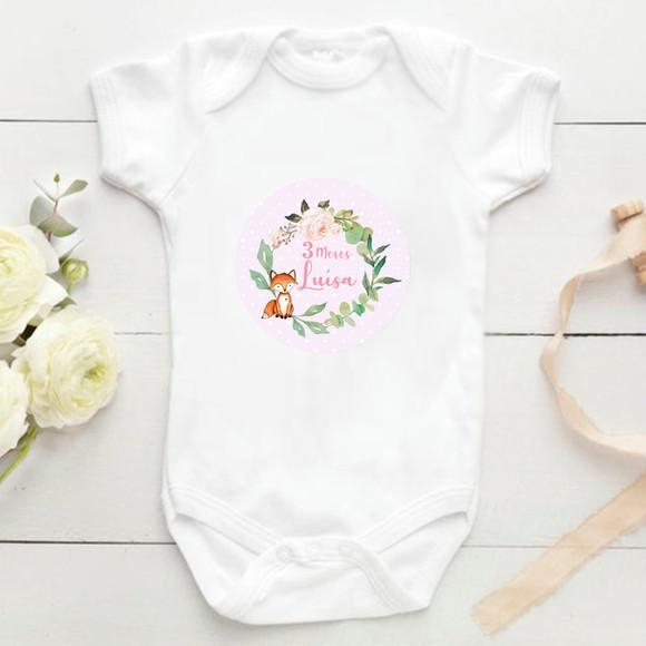 Kit mesversário 12 adesivos para body Menina Woodland