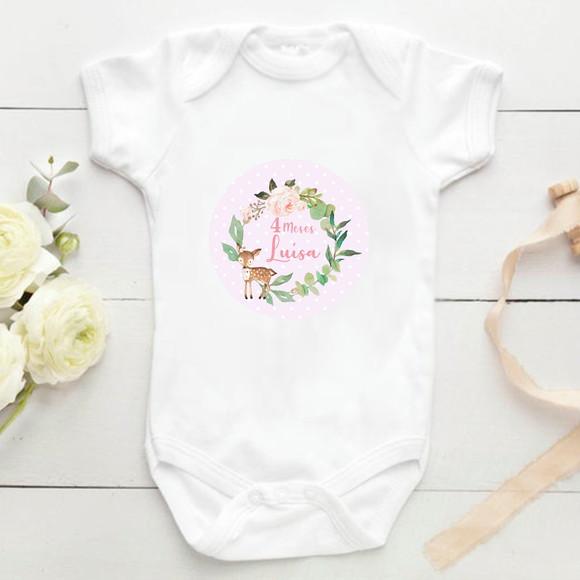 Kit mesversário 12 adesivos para body Menina Woodland