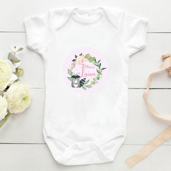 Kit mesversário 12 adesivos para body Menina Woodland