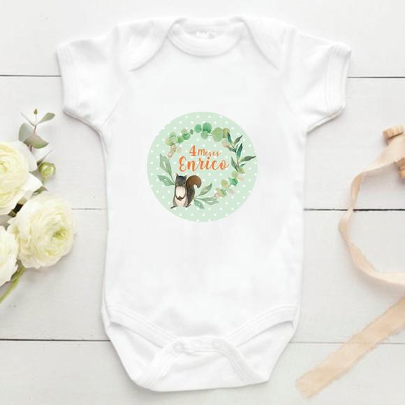 Kit mesversário 12 adesivos para body Menino Woodland