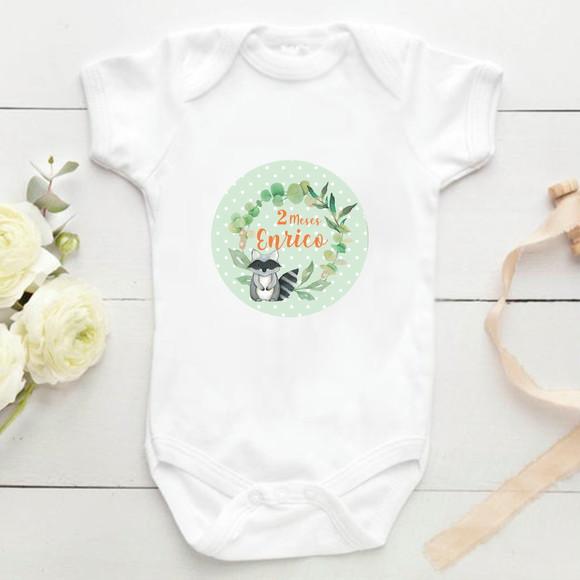 Kit mesversário 12 adesivos para body Menino Woodland