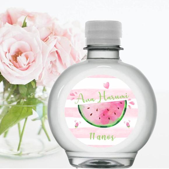 Rótulo para Garrafa de água 300ml Melancia Aquarela