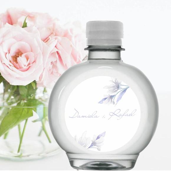 Rótulo para Garrafa de Água Casamento Floral Azul Serenity