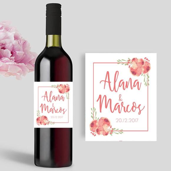 Rótulo para Garrafa de Vinho Living Coral
