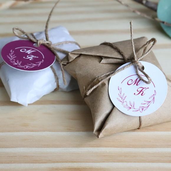 Tag de agradecimento para Casamento monograma marsala