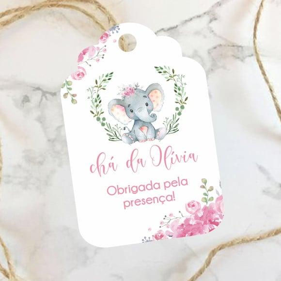 Tag de agradecimento para Chá de Bebê Elefantinho