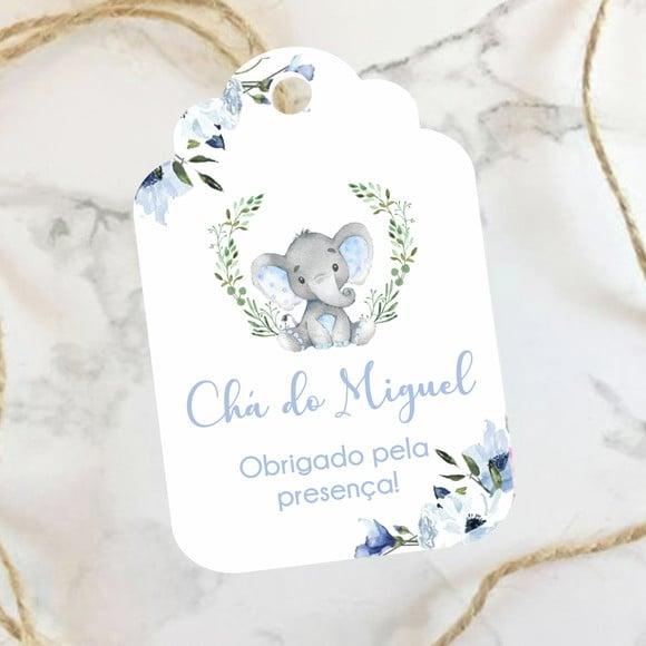 Tag de agradecimento para Chá de Bebê Elefantinho