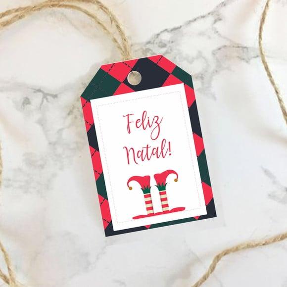 Tag de Natal xadrez vermelho