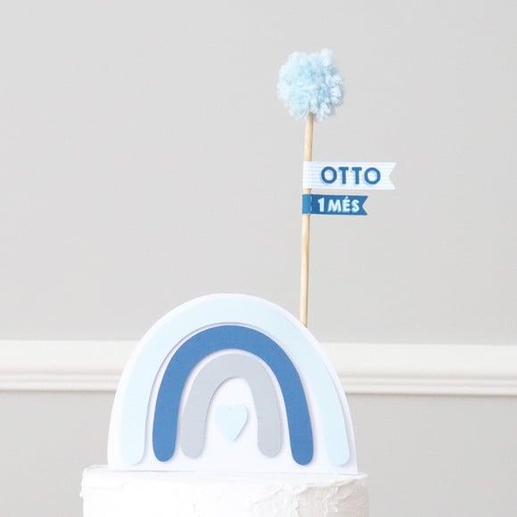 Topo de bolo - Arco-ìris Boho chic Azul Marinho