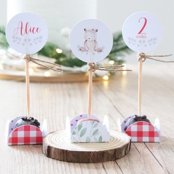 Topper para Doces com Forminha Bosque Encantado Woodland