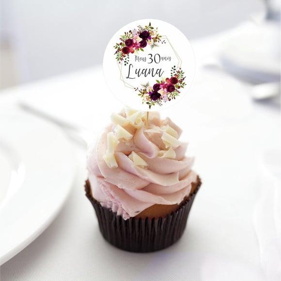 Topper para Doces Floral Marsala