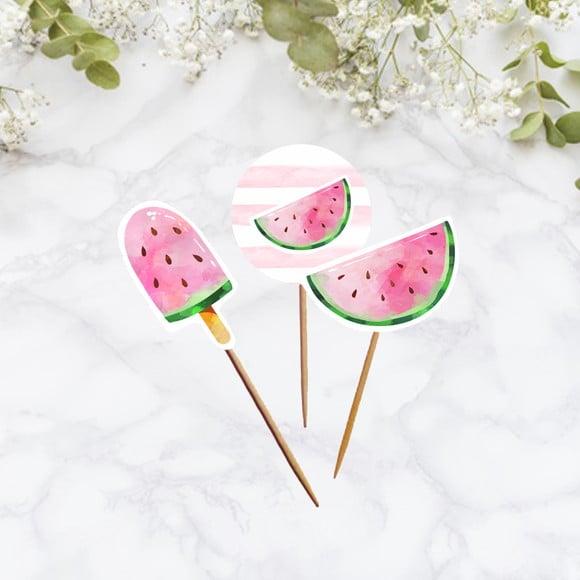 Topper para doces Melancia Aquarela