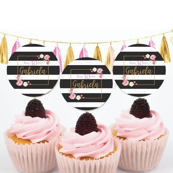 Toppers para Doces floral com listras
