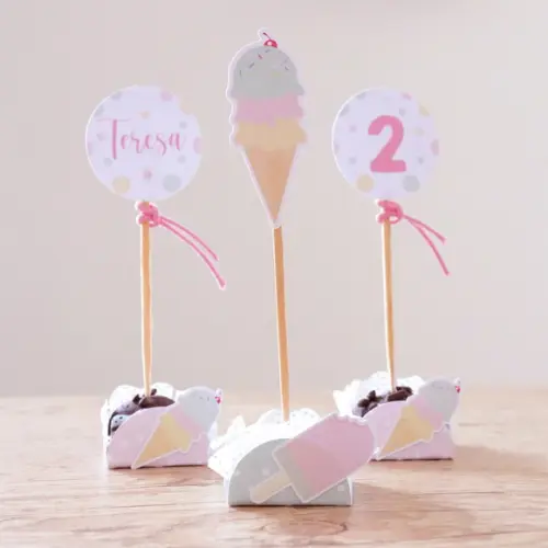 (RECOMENDADO) Forminha e Topper para doce Sorvete