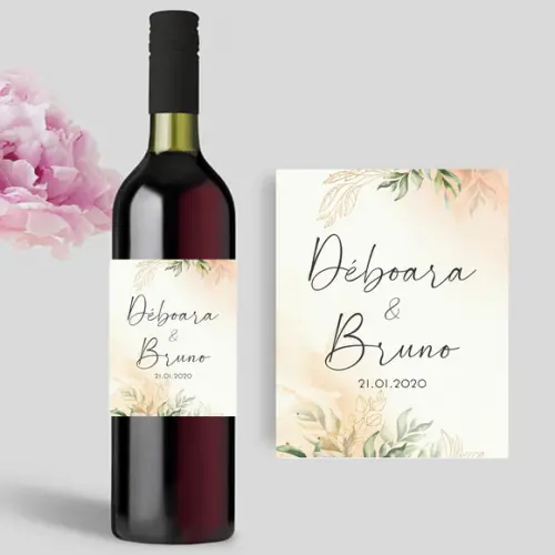(Recomendado) Rótulo para garrafa de Vinho Floral Rústico