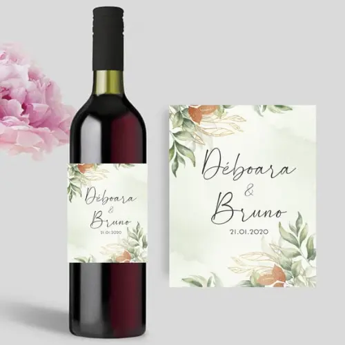 (Recomendado) Rótulo para garrafa de Vinho Floral Rústico