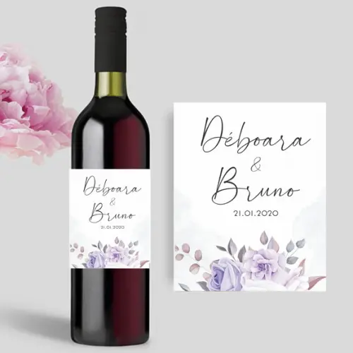 (Recomendado) Rótulo para garrafa de Vinho Floral Lilás