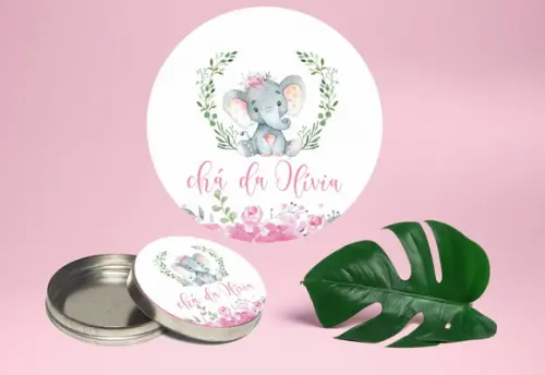 Adesivo de latinha mint to be Chá de Bebê Elefantinho