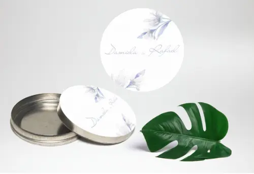 Adesivo de latinha para Casamento Floral Azul Serenity