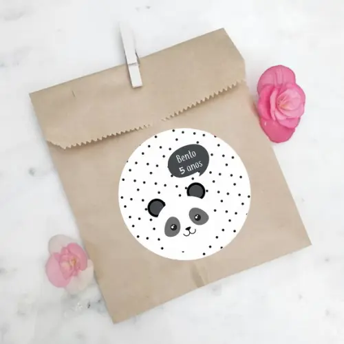 Adesivo de Panda para Lembrancinha