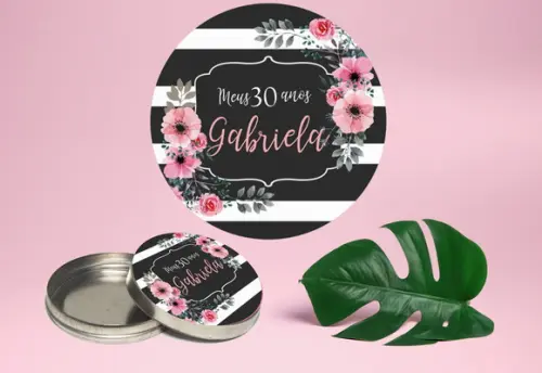 Adesivo para latinha mint to be aniversário floral