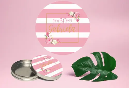 Adesivo para latinha mint to be aniversário floral listrado