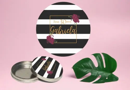 Adesivo para latinha mint to be aniversário floral marsala
