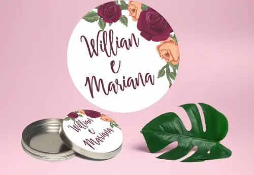 Adesivo para latinha mint to be Casamento floral marsala