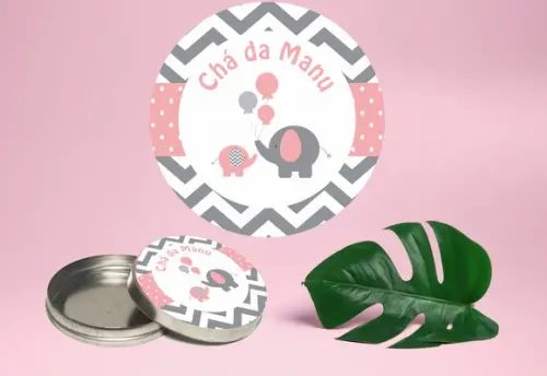 Adesivo para latinha mint to be elefantinho chevron Rosa