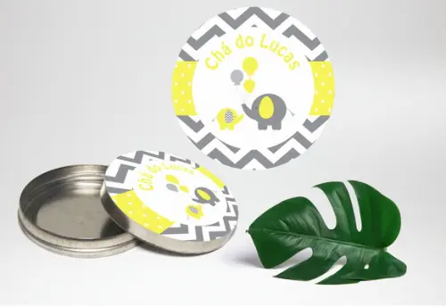 Adesivo para latinha mint to be elefantinho chevron amarelo