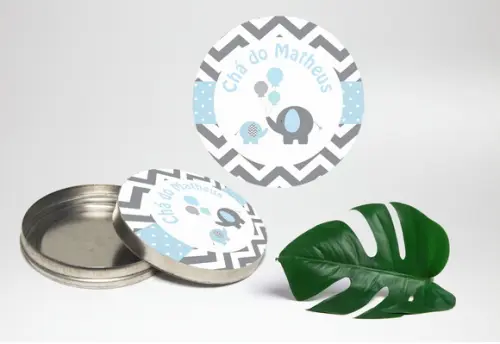 Adesivo para latinha mint to be elefantinho chevron Azul