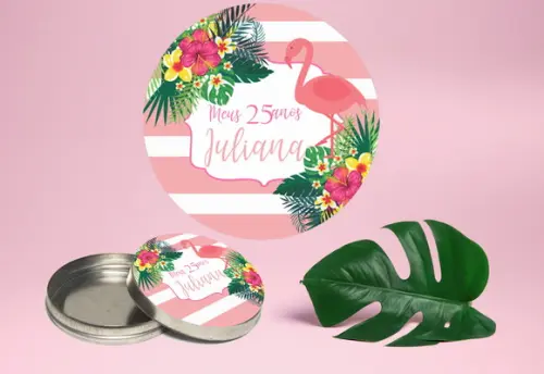 Adesivo para latinha mint to be flamingo