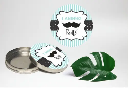 Adesivo para Latinha Mint To Be Mustache