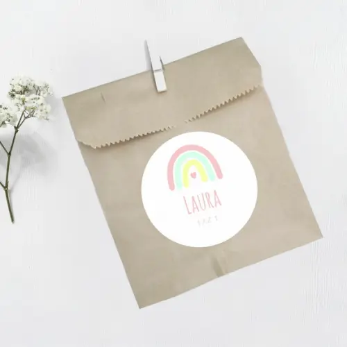 Adesivo para Lembrancinha Arco-ìris Boho chic rosa