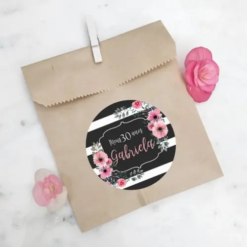 Adesivo para lembrancinha de aniversário floral