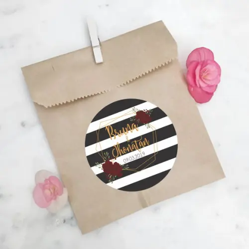 Adesivo para lembrancinha de casamento floral