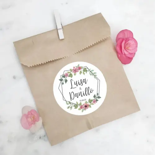 Adesivo para lembrancinha de casamento floral