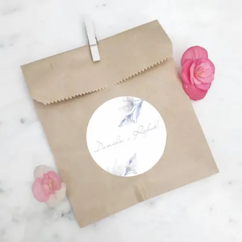 Adesivo para Lembrancinha de Casamento Floral Azul Serenity
