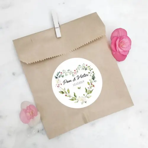 Adesivo para Lembrancinha de Casamento Floral