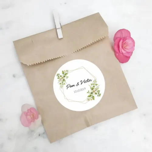 Adesivo para Lembrancinha de Casamento Floral