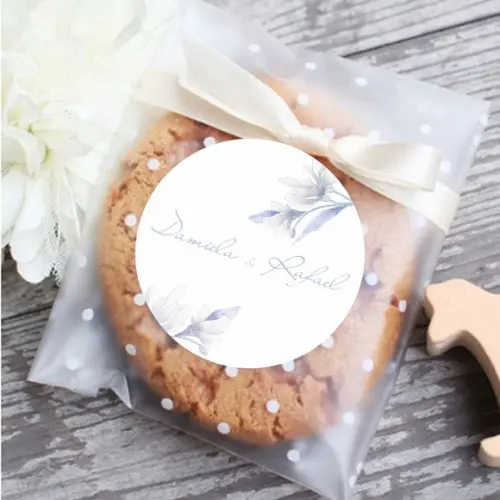 Adesivo para Lembrancinha de Casamento Floral Azul Serenity