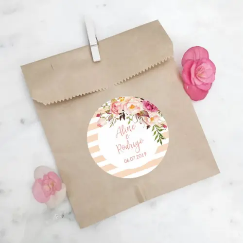 Adesivo para lembrancinha floral listrado