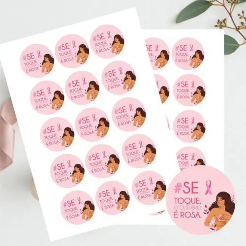 Adesivo para lembrancinha Outubro Rosa