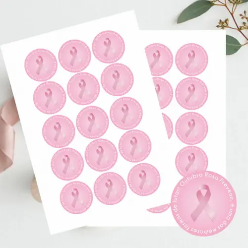 Adesivo para lembrancinha Outubro Rosa