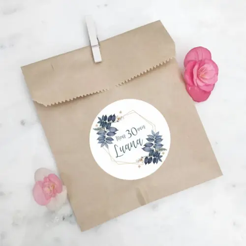 Adesivo redondo para Lembrancinha de Aniversário Floral
